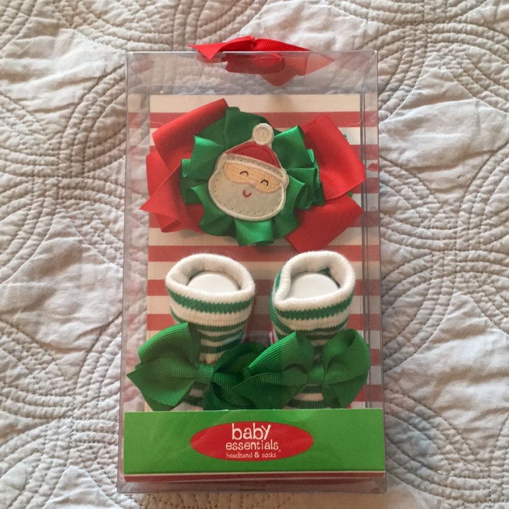 Baby Essentials Christmas Headband and Socks